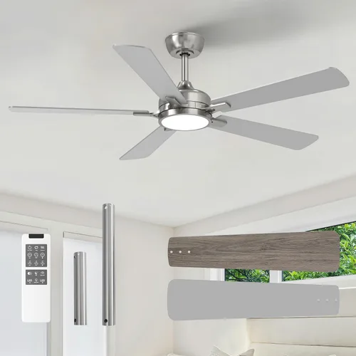Vista 33 de OPONL Ventilador de techo de 52 pulgadas con luz y control remoto Negro