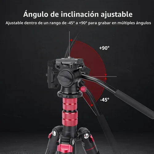 Vista 3 de Avella Cabezal de trípode con cabezal de inclinación panorámica con placa de liberación rápida tipo Arca y asa, cabezal panorámico de metal con base