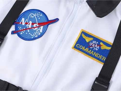 Vista 8 de Aoiviss Disfraz de astronauta para niños, disfraz espacial para niños y niñas, astronauta de la NASA, cosplay, juego de rol