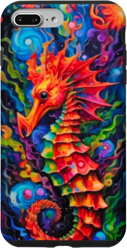 Vista 12 de Funda para iPhone 14 Plus Seahorse Coastal Colorful Ocean Life Art Aquarium Lover Case