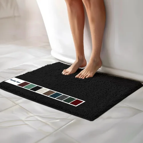 Vista 11 de Muddy Mat Alfombras de Baño de Chenilla de Microfibra de Secado Rápido Antideslizantes Lavables, Extra Gruesas, Suaves y Altamente Absorbentes Gris