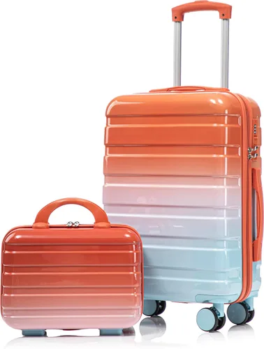 Vista 160 de Merax 3 piezas expandible ABS Hardshell equipaje Sets Spinner Wheel Maleta TSA Lock Suit Case, Apertura frontal negra, Juego de 2 piezas, Maleta