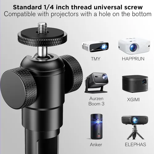 Vista 3 de DAWASAPAT Soporte de techo para proyector con nuevo cardán, soporte de proyector de longitud ajustable, tornillo de ¼ de pulgada, compatible