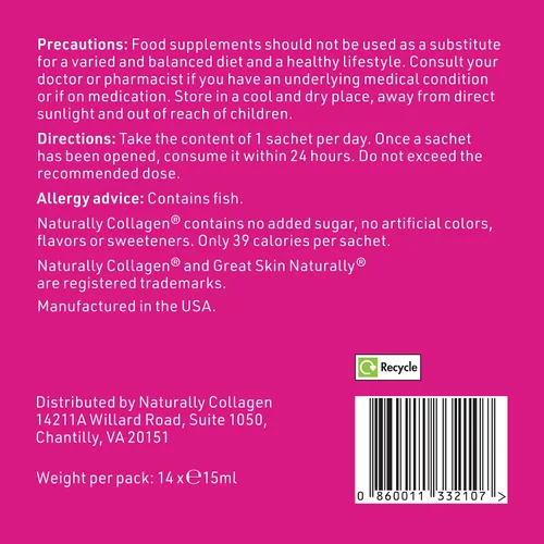 Vista 9 de Suplemento de colágeno marino líquido hidrolizado prémium - 8000 mg de colágeno por bolsita más 180 mg VIT C - Sabor natural de frutas tropicales