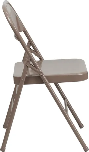 Vista 6 de Flash Furniture Serie Hércules Silla plegable de metal de triple soporte y doble bisagra - beige