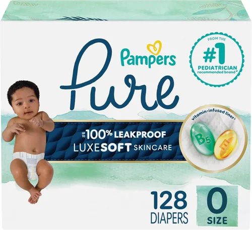 Vista 2 de Pañales para recién nacido/talla 1 (8-14 libras), 35 unidades – Pampers Pure Protection desechables para bebé, protección hipoalergénica y sin