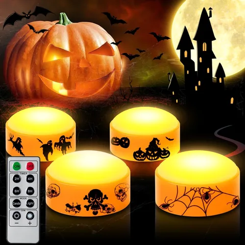 Vista 7 de CANDLE IDEA 3 piezas de velas de pilar de cera real operadas por batería con encantadores calcomanías de ciervo, alce y oso, velas LED sin llama