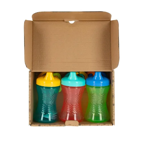 Vista 7 de Nuby Vaso antiderrames con boquilla dura de fácil agarre, de 10 onzas, para bebés de 6 meses, color verde/rojo/azul (paquete de 36)