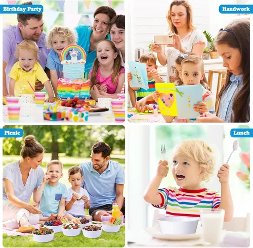 Vista 6 de Irenare 48 cuencos pequeños de plástico para niños, 10 onzas, aperitivos de cereales, cuencos para niños pequeños, aptos para microondas