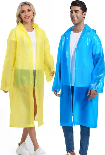 Vista 112 de 2 abrigos de lluvia de Borogo para adultos, chaquetas de lluvia reutilizables para hombres y mujeres