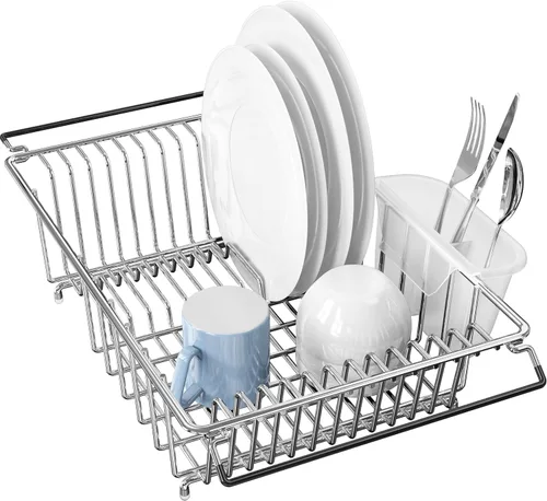 Vista 7 de Escurridor de platos Simple Houseware sobre el fregadero, de acero inoxidable, para encimera, cromado