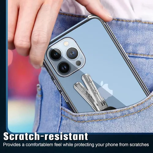 Vista 5 de Funda transparente 5 en 1 para iPhone 12, con 2 protectores de pantalla de vidrio templado HD de dureza 9H + 2 protectores de lente de cámara, funda