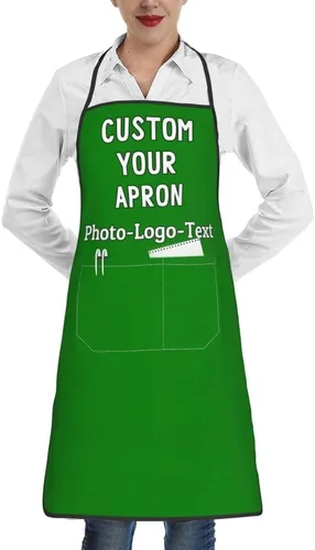 Vista 31 de Delantales personalizados para adultos, delantal personalizado con logotipo de foto, delantal impermeable con 2 bolsillos