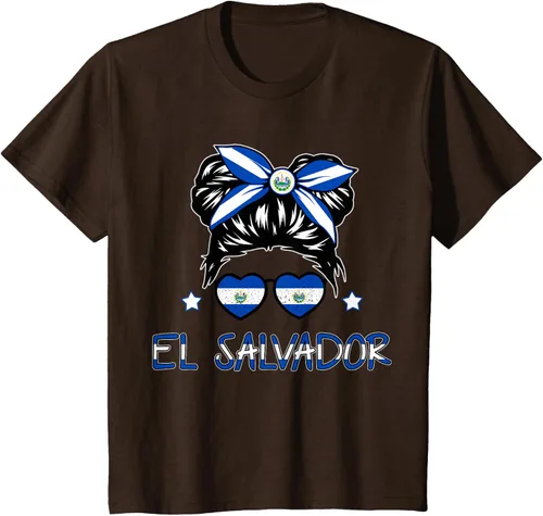 Vista 37 de Camiseta de El Salvador para Niñas Bandera Patrimonio Hispano Salvadoreño