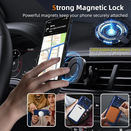 Vista 2 de Funda magnética para iPhone 12 Pro Max compatible con carga inalámbrica MagSafe, con anillo de soporte, con 2 protectores de pantalla, a prueba