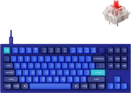Vista 10 de Keychron Q3 - Perilla de teclado mecánico personalizado con cable, TKL Tenkeyless QMK/VIA macro programable con interruptor azul Gateron G Pro