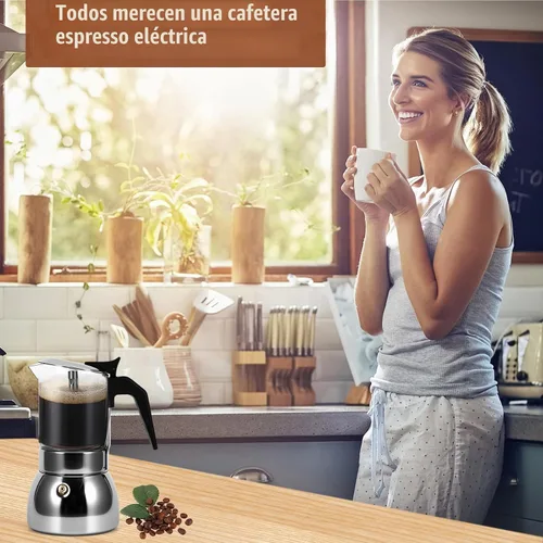 Vista 6 de Houkiper - Cafetera de café expreso, 4 tazas de 6.8 fl oz, cafetera italiana