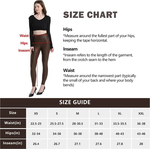 Vista 6 de HARTPOR Leggings de piel sintética para mujer, leggings de piel sintética con revestimiento de piel, elásticos, de cintura alta, pantalones de yoga