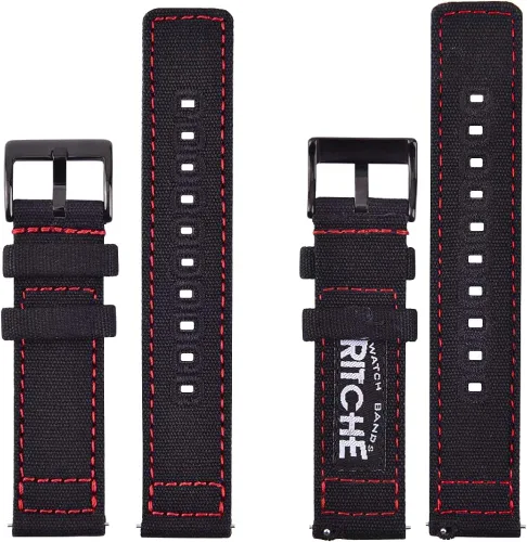Vista 5 de Ritche Canvas Quick Release Watch Band 18mm 20mm 22mm Replacement Watch Straps for Men Women