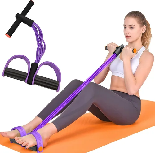 Vista 12 de Pedal Resistance Band with Handles, 6-Tubes Natural Rubber Exercise Bands Upgrade Foot Pedal Resistance Bands for Working Out, Multifunction
