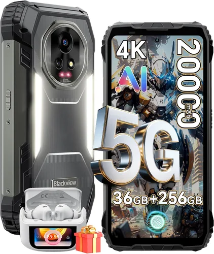 Vista 11 de Blackview XPLORE 2 Gemini AI 5G - Teléfono resistente con proyector, Dimensity 8300 Android 15 6.73" 3.2K AMOLED 20000mAh/120W 36GB+256GB T-Mobile