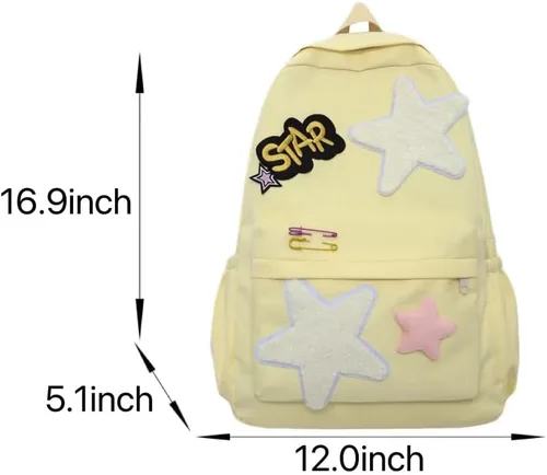 Vista 4 de Mochila Preppy 2026 de moda con estrellas del 2026, mochila con diseño de estrellas del 2026, bonita mochila estética para laptop universitaria