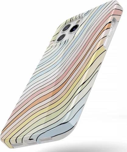 Vista 5 de Funda Casely para iPhone 11 Pro Max Ride The Wave Líneas Arcoíris en Colores Pastel Diseño Clásico Ultradelgado