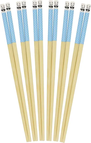 Vista 30 de BambooMN Palillos japoneses reutilizables de bambú premium, estampado floral, 9.5 pulgadas, color azul, 6 pares