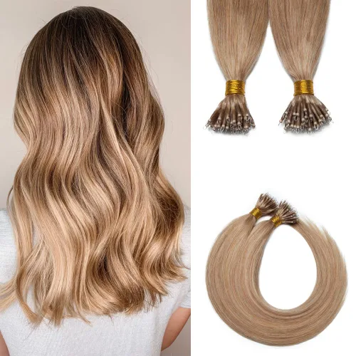 Vista 19 de SEGO Extensiones de cabello humano con micro cuentas, extensiones de cabello humano con micro bucle, lacio, natural, fusión fría, 1.76 oz/paquete