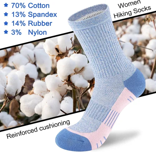 Vista 5 de Calcetines de compresión acolchados para mujer, para senderismo, correr, 3-5 pares