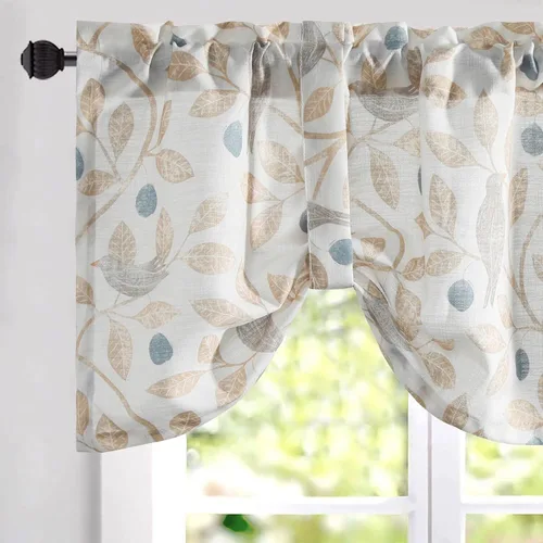 Vista 13 de VOGOL Cenefa floral negra para ventanas, patrón de pájaro, 52 x 18 pulgadas *Pájaro dorado