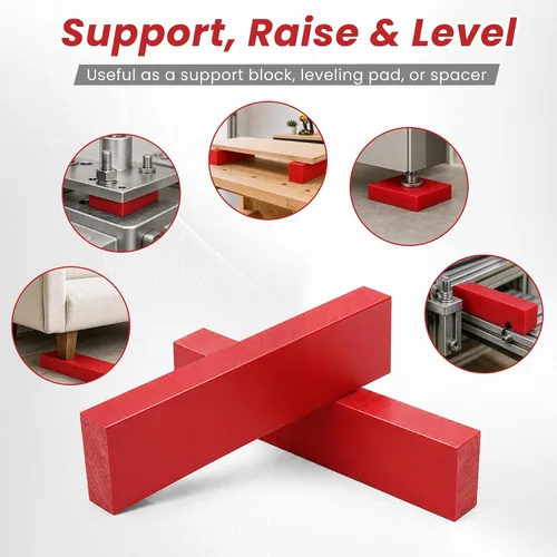 Vista 5 de 2 Pcs HDPE Plastic Blocks, 1 x 3 x 12 Inch, Red Red2Pack