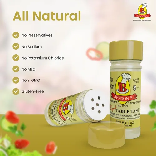 Vista 3 de Sustituto de sal – Benson's Table Tasty sabrosa sin potasio – sin sabor amargo – fácil de usar – alternativa saludable a la sal – tamaño de 3 onzas