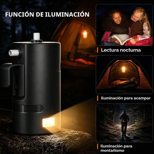 Vista 7 de Ducha portátil para campamento, 4400 mAh, recargable por USB, IPX7, impermeable, bomba de ducha con batería + cubo plegable para campamento Negro