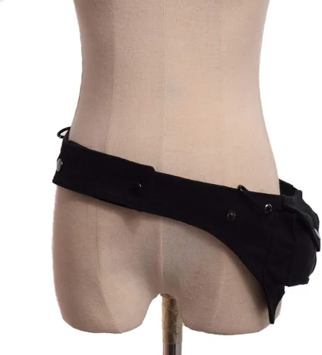 Vista 4 de GRACEART Burning Man - Cinturón de lona de algodón Steampunk Travel Utility Belt Ren Faire, Negro
