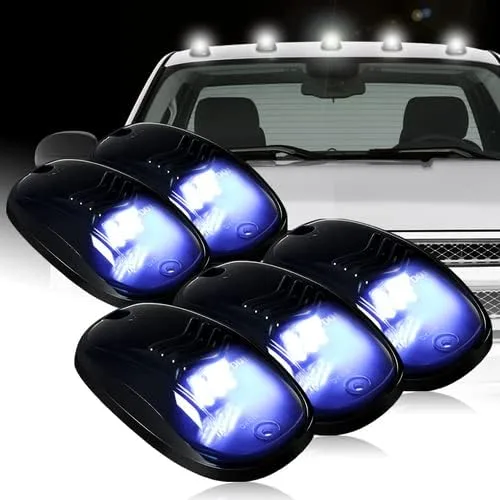 Vista 7 de Juego de 5 luces estroboscópicas para techo y cabina con 9 luces LED, compatible con SUV, RV, Jeep, camioneta, vehículo (lente ámbar LED)