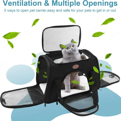 Vista 6 de Transportador de gatos para perros medianos y pequeños, perros y cachorros de hasta 15 libras, aprobado por la aerolínea TSA, transportador