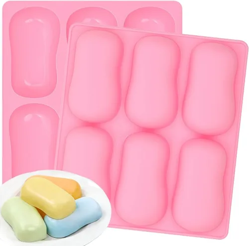 Vista 21 de SJ - 2 moldes de silicona para jabón en barra de masaje para hacer jabones, hechos a mano, antiadherentes y sin BPA (azul y verde menta)