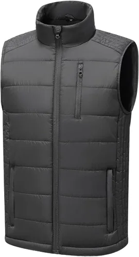 Vista 43 de Msmsse Chalecos de invierno para hombre, con forro polar, acolchado, casual, sin mangas