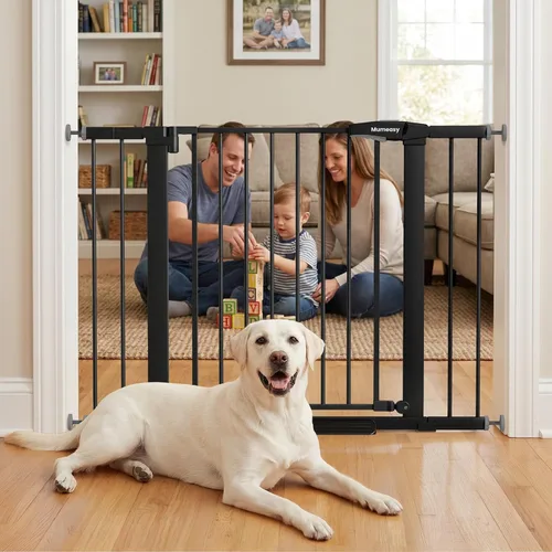 Vista 21 de Puerta de bebé para escaleras, puerta de perro con cierre automático de 29.7-43 pulgadas para puertas y pasillos, puerta para mascotas montada a