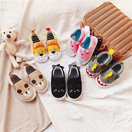 Vista 8 de HLMBB Toddler Shoes Unisex for Baby Boys Girls Shoes Cute Animal Hard Bottom Canvas Rubber Sole Kids Running Walking Sneakers