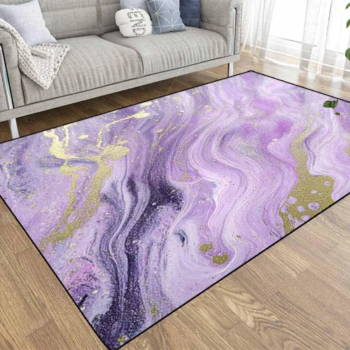 Vista 32 de TOMWISH - Alfombra abstracta pintada a mano en blanco y negro con pintura dorada, sala de estar, dormitorio, decoración de suelo, alfombra