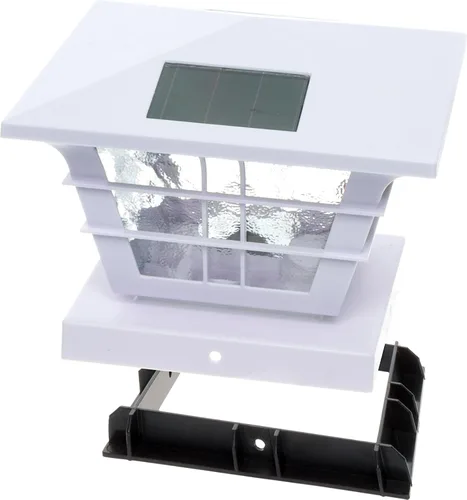 Vista 3 de GreenLighting Adaptador de base 4x4 con luz solar para postes 5x5, se adapta a postes de PVC de 5 pulgadas y 4 pulgadas., Blanco
