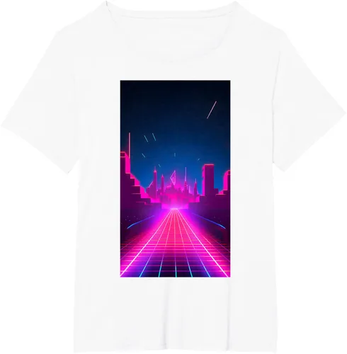 Vista 33 de Camiseta Retrowave Street 80s Vaporwave Synthwave, Negro -, Pequeña