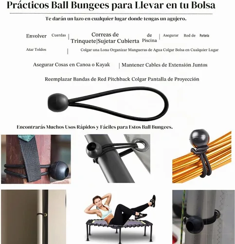 Vista 7 de Cuerdas elásticas de bolas de 6 pulgadas, correas de lona de látex natural