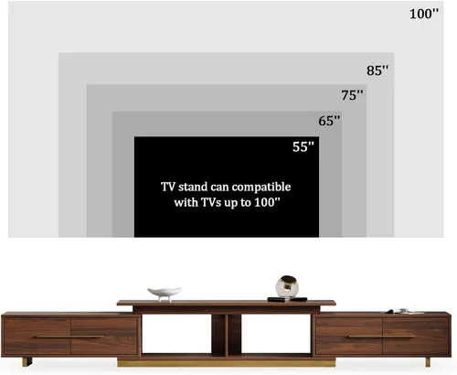 Vista 4 de Soporte de TV extensible, consola de TV moderna para TV de hasta 100 pulgadas, centro de entretenimiento de longitud ajustable, consola multimedia