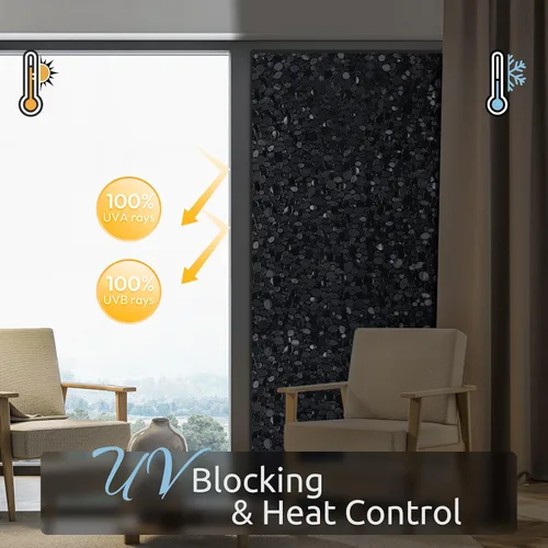 Vista 4 de rabbitgoo Película opaca total para ventana, película de privacidad con bloqueo de luz solar, cubierta de vidrio negro para oscurecer la habitación