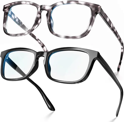 Vista 10 de Square Blue Light Glasses for Women Men Clear Frame Computer negro (Black&Clear)