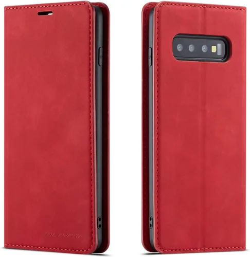 Vista 24 de QLTYPRI Funda para Samsung Galaxy S8, funda de piel sintética premium TPU parachoques con tarjetero Kickstand adsorción magnética oculta a prueba