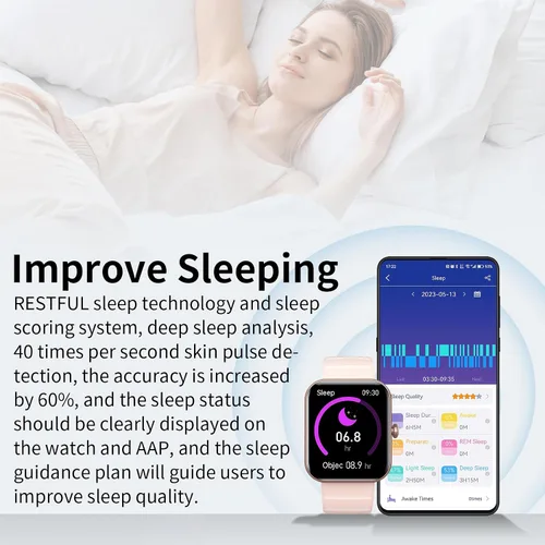 Vista 3 de Relojes inteligentes para mujeres y hombres, reloj inteligente de fitness, monitor de sueño, frecuencia cardíaca, oxígeno en sangre, presión